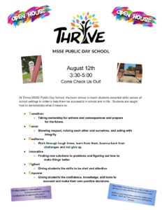 Thrive MSSE Public Day School Open House