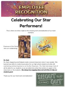 Ms. Nash, Thrive Employee of the Month