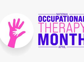 April is National Occupational Therapy Month background template. Holiday concept. use to background, banner, placard, card, and poster design template with text inscription and standard color. vector