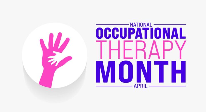 April is National Occupational Therapy Month background template. Holiday concept. use to background, banner, placard, card, and poster design template with text inscription and standard color. vector